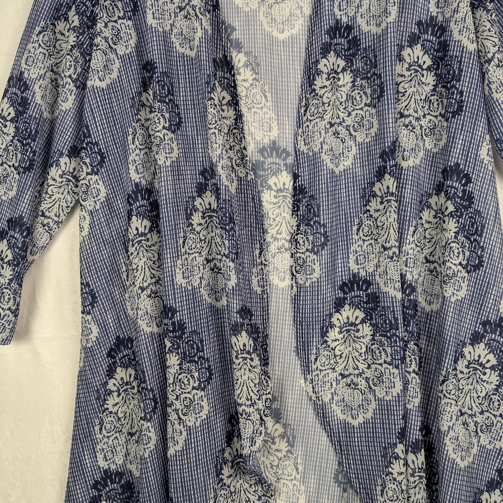 Fly Curvy Kimono Cover Up 2XL Blue White Floral Plus Size Cover-up - Picture 4 of 13